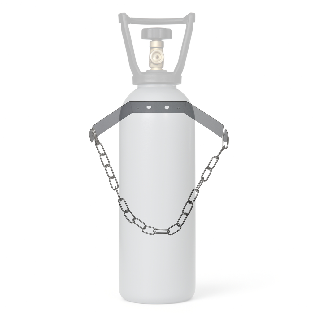 CO2 Flaschenhalter aus Edelstahl inkl. Kette für 2-10 KG Kohlensäureflaschen | Gasflaschen