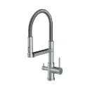 3-Wege-Armatur STATEMENT Spiralfeder - 360° drehbarer Wasserhahn aus massivem 304 Edelstahl | Farbe: Edelstahl gebürstet, Schwarz