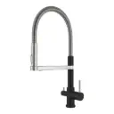 3-Wege-Armatur STATEMENT Spiralfeder - 360° drehbarer Wasserhahn aus massivem 304 Edelstahl | Farbe: Edelstahl gebürstet, Schwarz