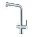 3-Wege-Wasserhahn LUNA Chrom – Küchenarmatur mit ausziehbarer Brause & Strahlregler für Untertisch-Wasserfilter